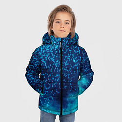 Куртка зимняя для мальчика Градиент голубой и синий текстурный с блестками, цвет: 3D-черный — фото 2