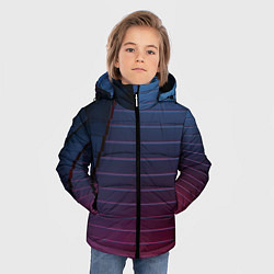 Куртка зимняя для мальчика Абсрактная лестничная тёмно-синяя текстура, цвет: 3D-красный — фото 2