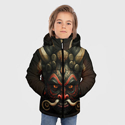 Куртка зимняя для мальчика Индейская страшная маска, цвет: 3D-светло-серый — фото 2