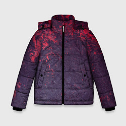 Куртка зимняя для мальчика Наскальная чёрная текстура с красными брызгами, цвет: 3D-светло-серый