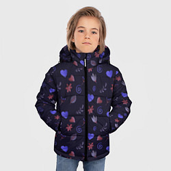 Куртка зимняя для мальчика Паттерн с сердечками и цветами, цвет: 3D-черный — фото 2