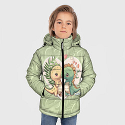 Куртка зимняя для мальчика Мистер Влюбленный динозавр, цвет: 3D-черный — фото 2