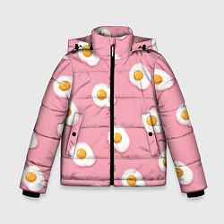Куртка зимняя для мальчика Яичница на розовом фоне, цвет: 3D-светло-серый
