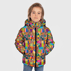 Куртка зимняя для мальчика Лоскутное шитье, рисовала нейросеть, цвет: 3D-черный — фото 2