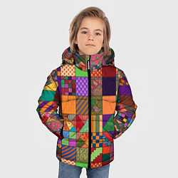 Куртка зимняя для мальчика Разноцветные лоскуты от нейросети, цвет: 3D-черный — фото 2