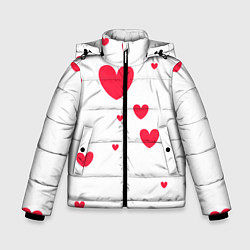 Куртка зимняя для мальчика Много красных сердец, цвет: 3D-светло-серый