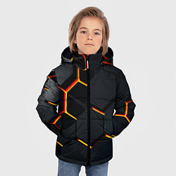 Куртка зимняя для мальчика Плиты стиль соты киберпанк, цвет: 3D-красный — фото 2