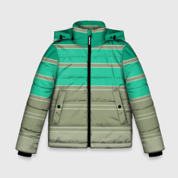 Зимняя куртка для мальчика Полосатый оливковый зеленый изумрудный узор
