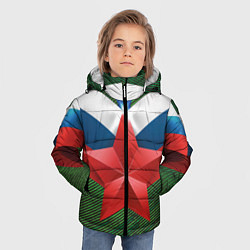 Куртка зимняя для мальчика Звезда на фоне флага, цвет: 3D-светло-серый — фото 2