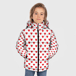 Куртка зимняя для мальчика Сердечки - паттерн, цвет: 3D-черный — фото 2