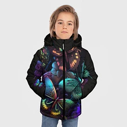 Куртка зимняя для мальчика Разные неоновые бабочки, цвет: 3D-черный — фото 2