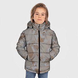 Куртка зимняя для мальчика Геометрическое множество серых и бежевых треугольн, цвет: 3D-черный — фото 2