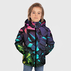 Куртка зимняя для мальчика Неоновые абстрактные каменные плиты, цвет: 3D-светло-серый — фото 2