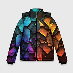 Куртка зимняя для мальчика Неоновая абстрактная чешуя дракона, цвет: 3D-черный