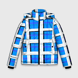 Куртка зимняя для мальчика Синяя клетка, цвет: 3D-светло-серый