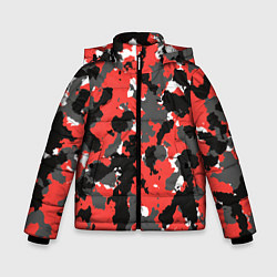 Куртка зимняя для мальчика Красно-черный камуфляж, цвет: 3D-светло-серый