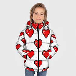 Куртка зимняя для мальчика Сердца в стиле пиксель-арт, цвет: 3D-черный — фото 2