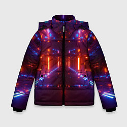 Куртка зимняя для мальчика Неоновые разнообразные абстрактные лучи, цвет: 3D-светло-серый