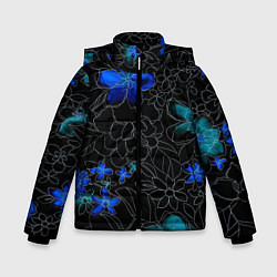 Куртка зимняя для мальчика Неоновые цветы, цвет: 3D-светло-серый