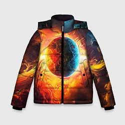 Зимняя куртка для мальчика Планета в огненном космосе