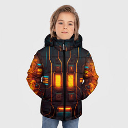 Куртка зимняя для мальчика Паттерн в стиле киберпанк, цвет: 3D-черный — фото 2