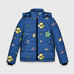 Куртка зимняя для мальчика Паттерн - морской мир, цвет: 3D-черный