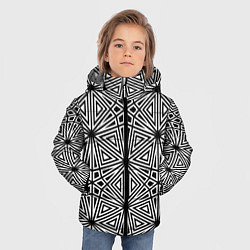 Куртка зимняя для мальчика Паттерн из чёрно-белого множества треугольников, цвет: 3D-красный — фото 2