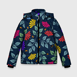 Куртка зимняя для мальчика Листья и цветы, цвет: 3D-красный