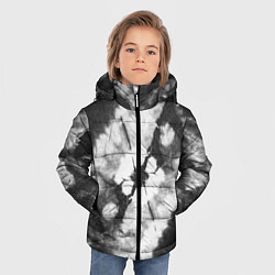 Куртка зимняя для мальчика Черно-белый тай-дай, цвет: 3D-черный — фото 2