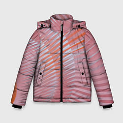 Куртка зимняя для мальчика Абстрактные розовые волнообразные линии, цвет: 3D-светло-серый