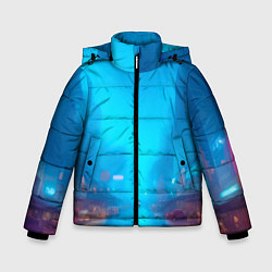 Куртка зимняя для мальчика Улица мегаполиса-арт, цвет: 3D-черный