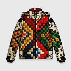 Куртка зимняя для мальчика Русский узор крестиком, цвет: 3D-красный