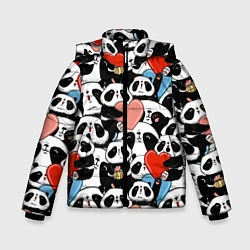 Куртка зимняя для мальчика Панды с сердечками, цвет: 3D-светло-серый