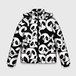 Куртка зимняя для мальчика Весёлые панды, цвет: 3D-черный