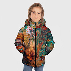 Куртка зимняя для мальчика Разводы краски: арт нейросети, цвет: 3D-черный — фото 2