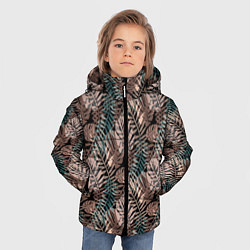 Куртка зимняя для мальчика Тропический коричнево серый узор, цвет: 3D-красный — фото 2