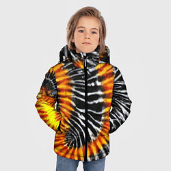 Куртка зимняя для мальчика Tie dye - тай дай в черно белую полоску, цвет: 3D-черный — фото 2