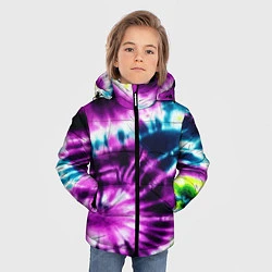 Куртка зимняя для мальчика Тай дай фиолетовый узор, цвет: 3D-светло-серый — фото 2
