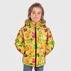 Куртка зимняя для мальчика Fruit abundance, цвет: 3D-светло-серый — фото 2