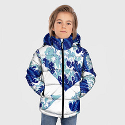Куртка зимняя для мальчика Японская графика - волна - паттерн, цвет: 3D-черный — фото 2