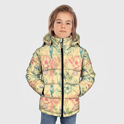 Куртка зимняя для мальчика Птицы и цветы, цвет: 3D-светло-серый — фото 2