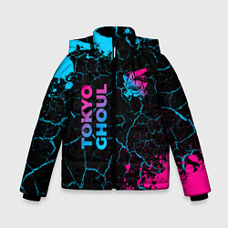 Куртка зимняя для мальчика Tokyo Ghoul - neon gradient: надпись, символ, цвет: 3D-черный