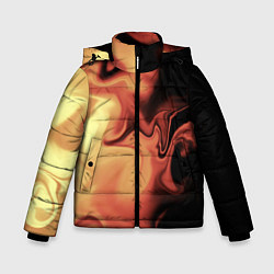 Куртка зимняя для мальчика Пламя с боку, цвет: 3D-черный