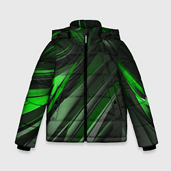 Куртка зимняя для мальчика Green black abstract, цвет: 3D-светло-серый