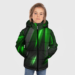 Куртка зимняя для мальчика Черные пластины с зеленым свечением, цвет: 3D-черный — фото 2