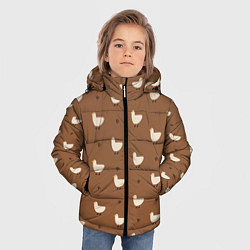 Куртка зимняя для мальчика Гуси и травка - паттерн коричневый, цвет: 3D-черный — фото 2