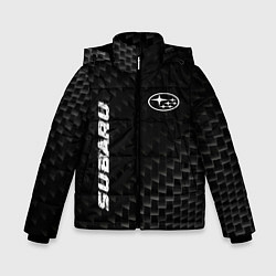 Куртка зимняя для мальчика Subaru карбоновый фон, цвет: 3D-черный