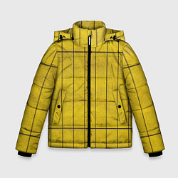 Куртка зимняя для мальчика Жёлтый фон и чёрные параллельные линии, цвет: 3D-красный