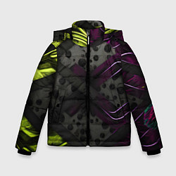Зимняя куртка для мальчика Темная фиолетовая текстура с листьями