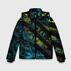 Куртка зимняя для мальчика Зеленая объемная абстракция, цвет: 3D-черный